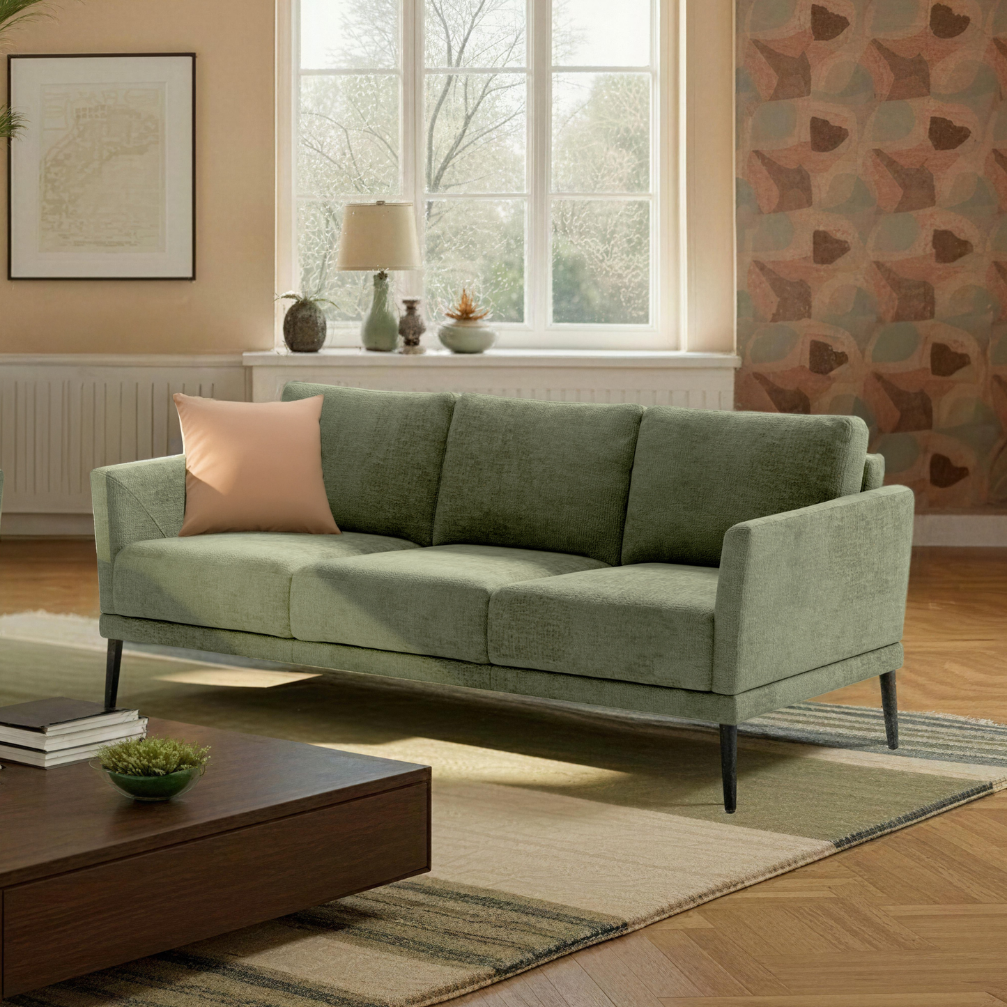 Luonto Viola 3-Seater Scandinavian Fabric Sofa With Durable Wood Frame