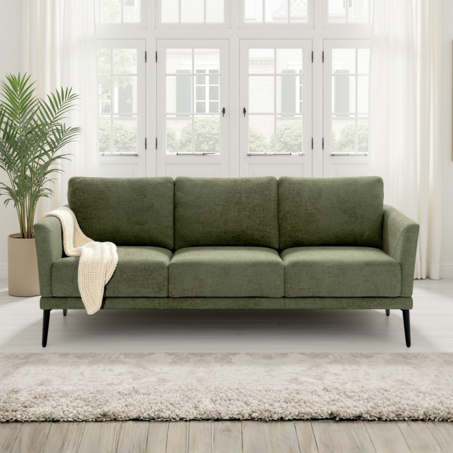 Luonto Viola 3-Seater Scandinavian Fabric Sofa With Durable Wood Frame