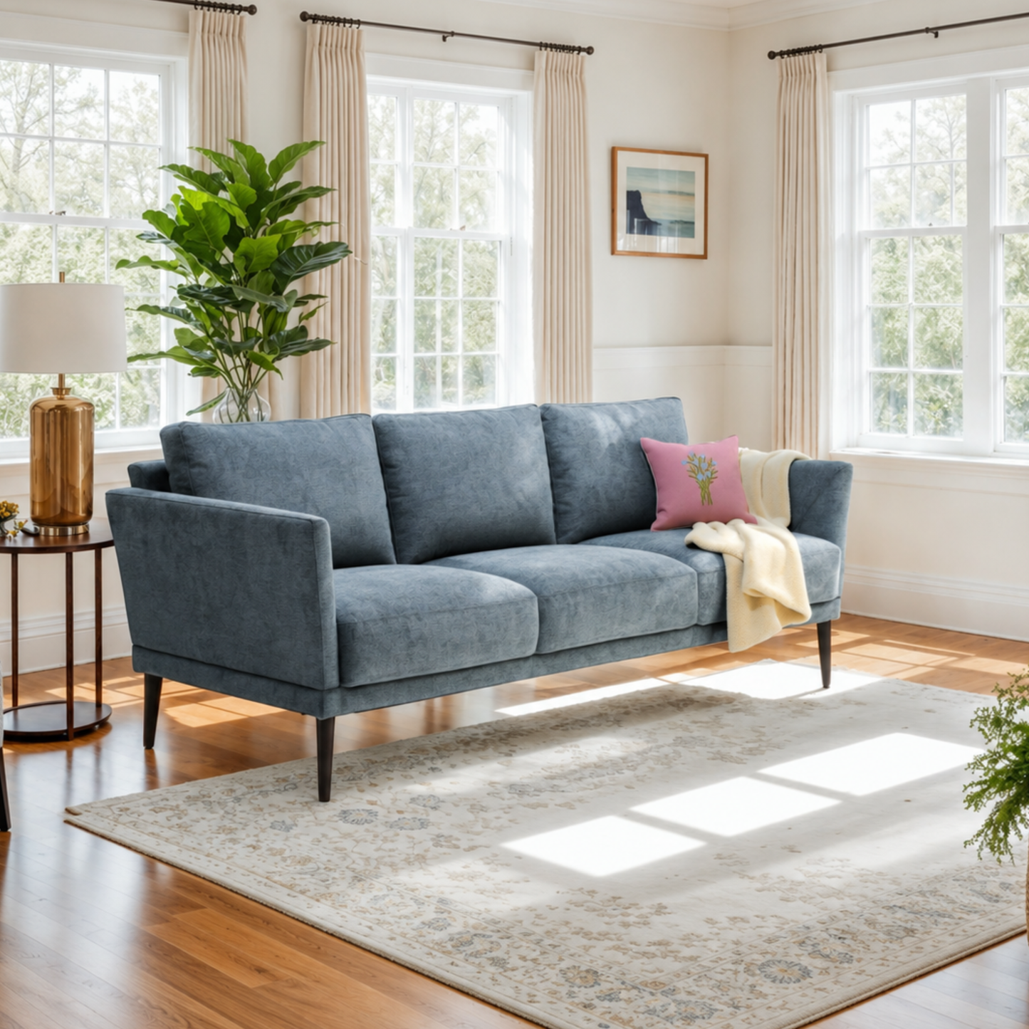 Luonto Viola 3-Seater Scandinavian Fabric Sofa With Durable Wood Frame