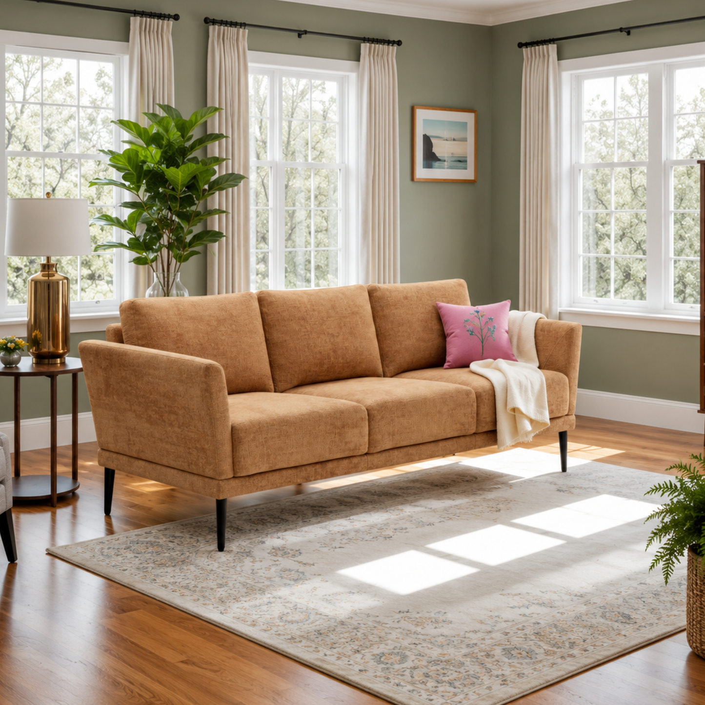 Luonto Viola 3-Seater Scandinavian Fabric Sofa With Durable Wood Frame