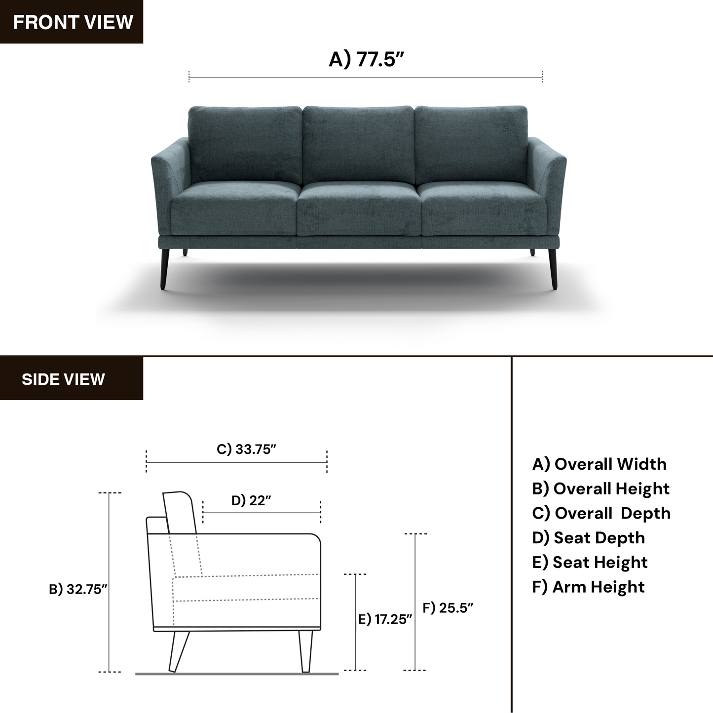 Luonto Viola 3-Seater Scandinavian Fabric Sofa With Durable Wood Frame