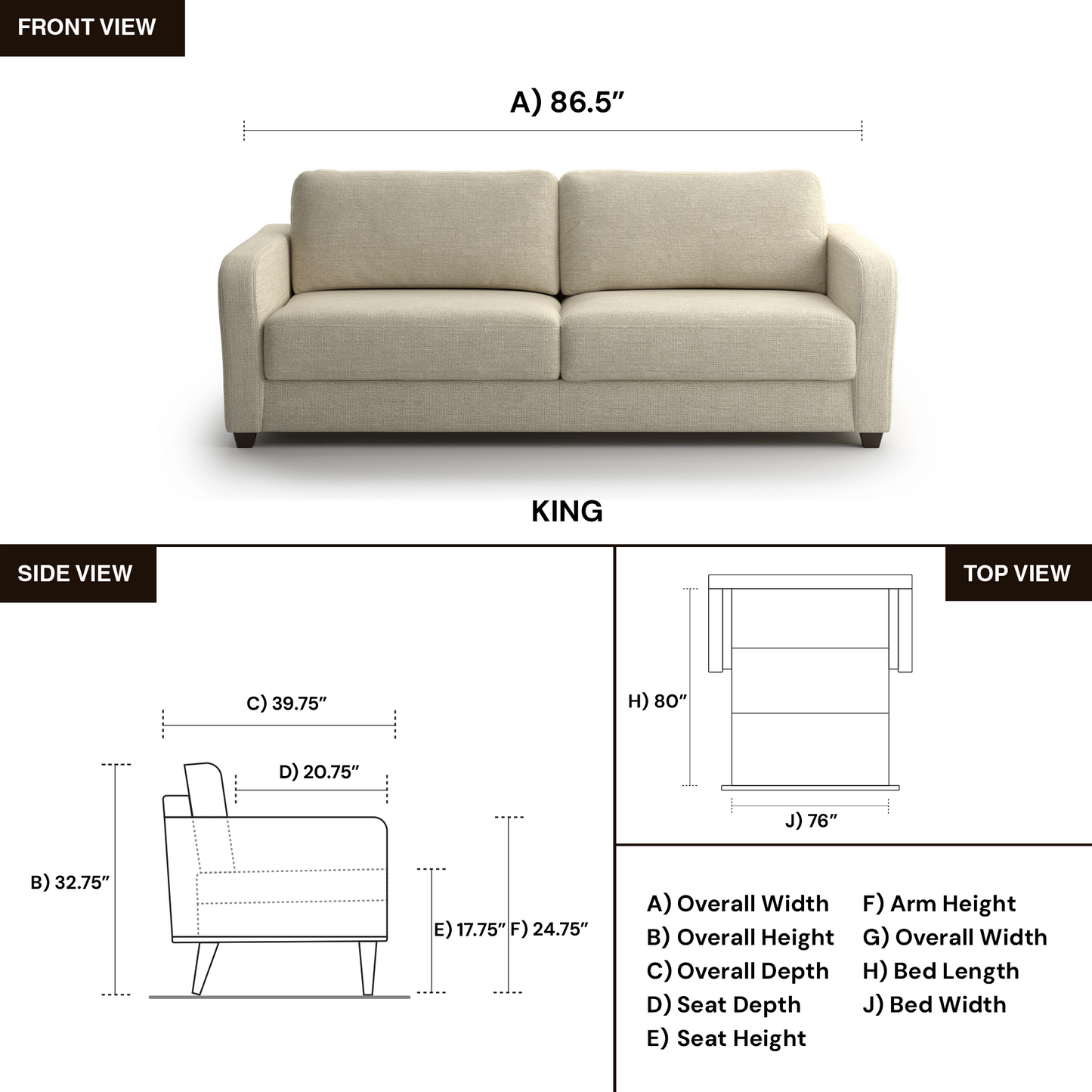 Luonto Aspen Fabric Sleeper Sofa With Nest Function
