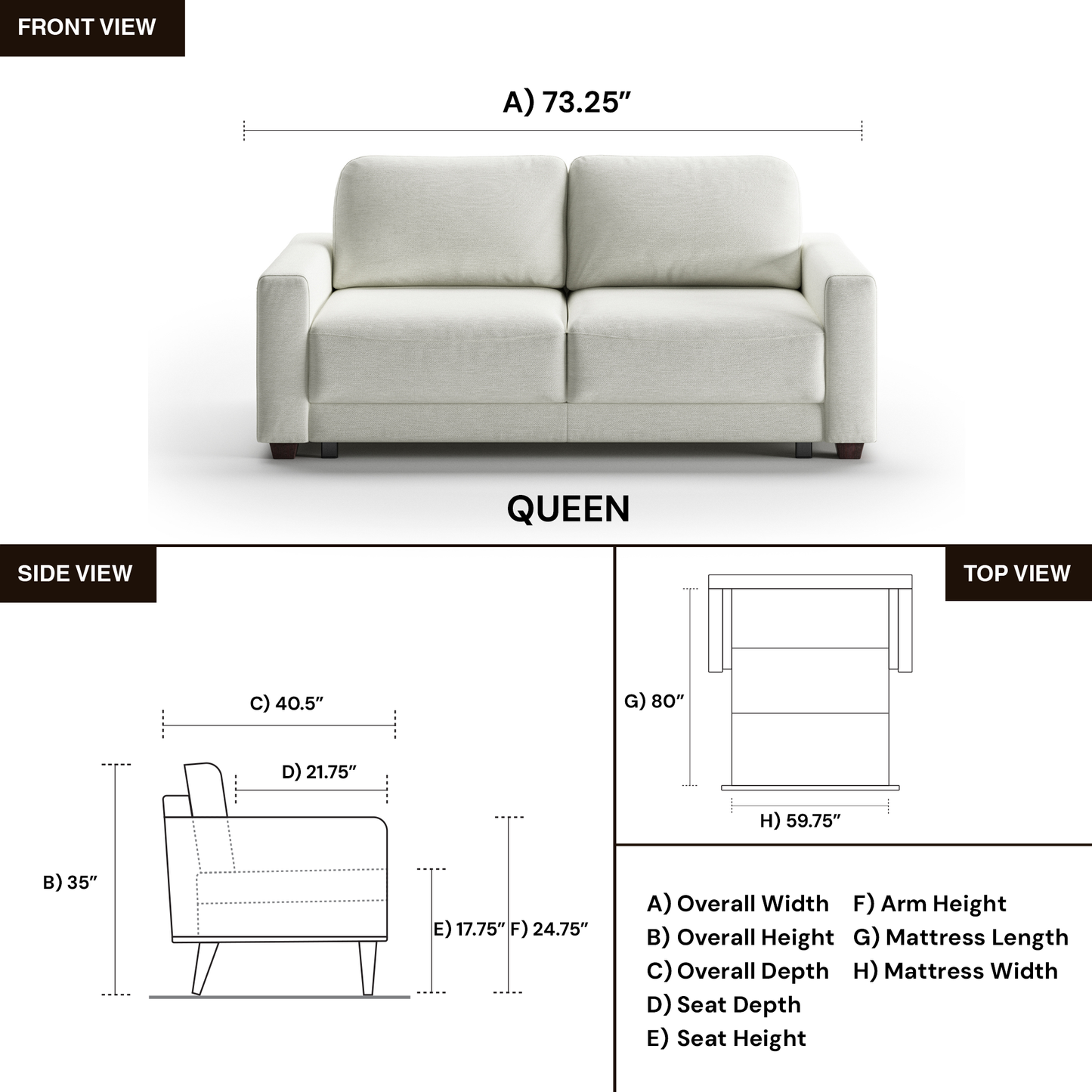 Luonto Belton Performance Fabric Sofa Sleeper with Power & Manual Conversion