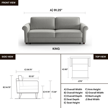 Luonto Charleston Fabric  Level Function Sleeper Sofa