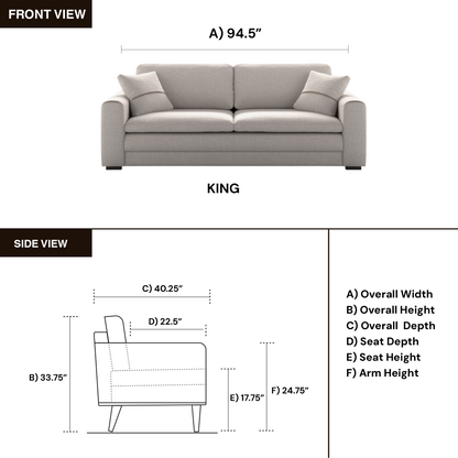 Luonto Cove Fabric Hybrid Deluxe Sleeper Sofa in King and Queen Size