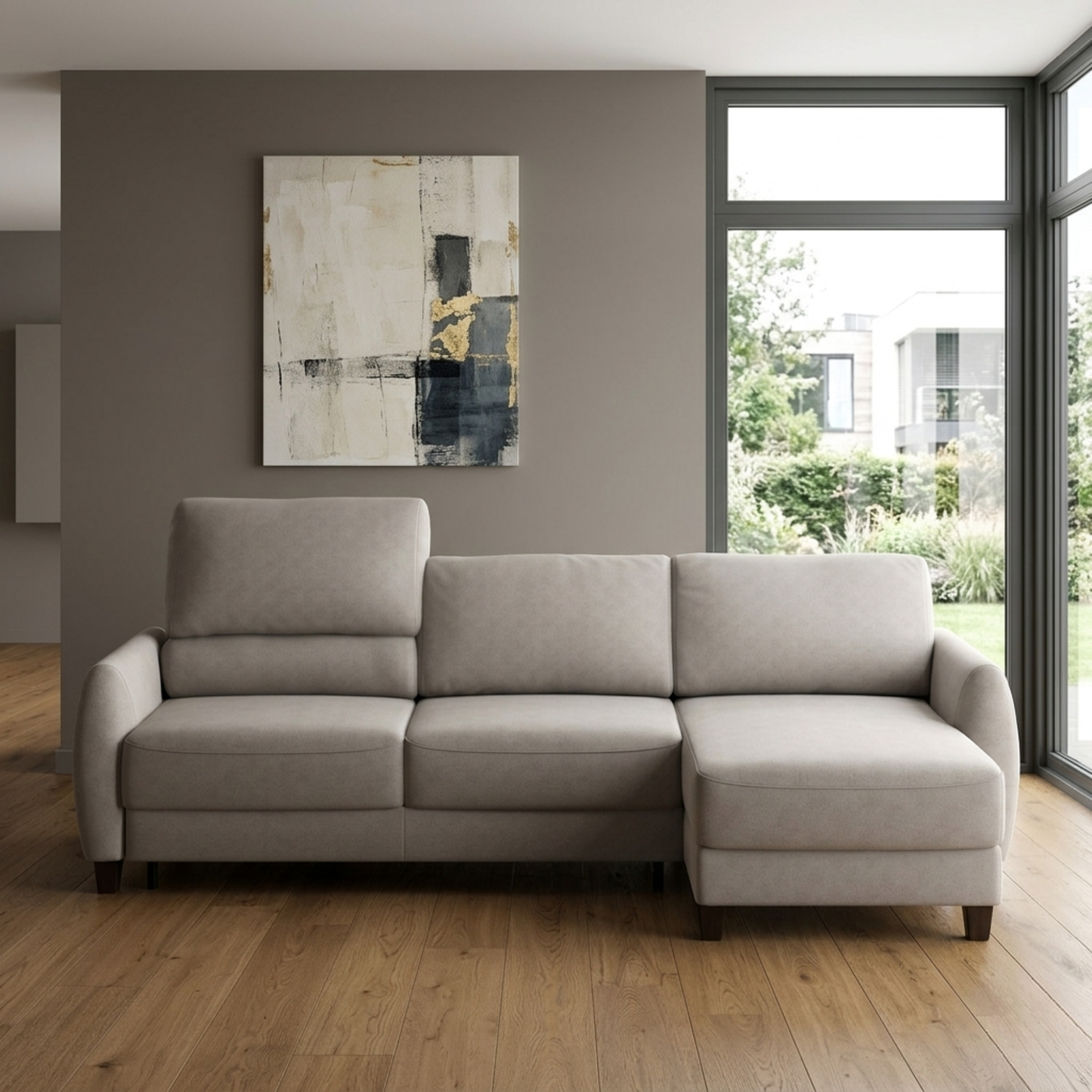 Luonto Delta Fabric L-shaped Sectional Sleeper With Storage
