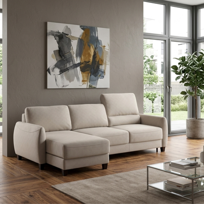 Luonto Delta Fabric L-shaped Sectional Sleeper With Storage
