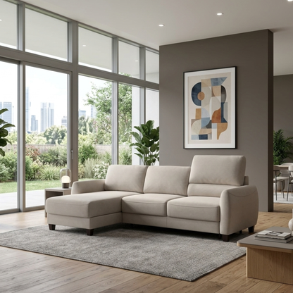 Luonto Delta Fabric L-shaped Sectional Sleeper With Storage