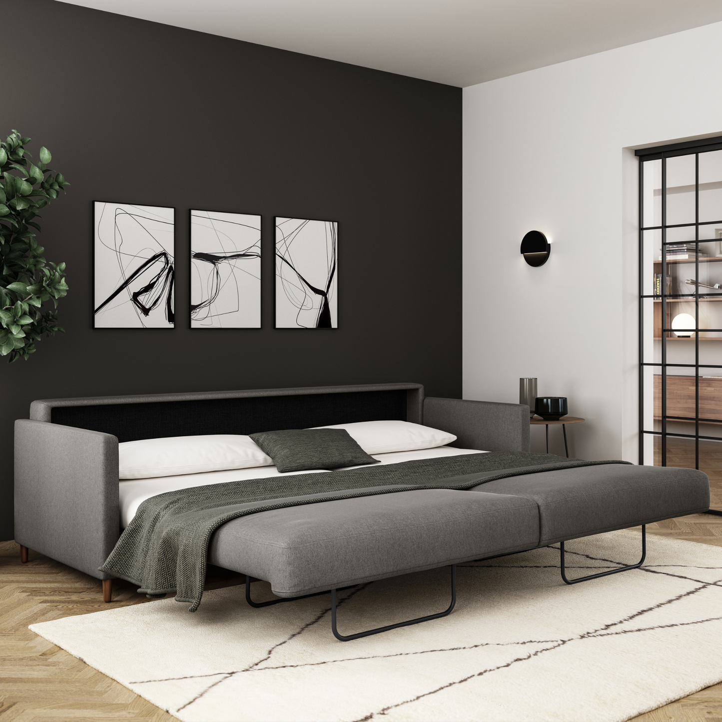 Luonto Elfin Fabric Sleeper Sofa With Nest Function