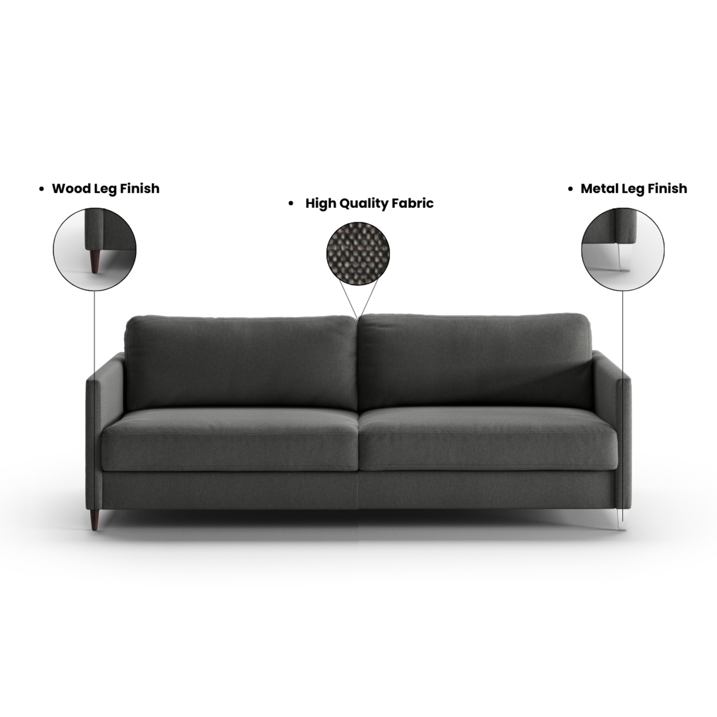 Luonto Elfin Fabric Sleeper Sofa With Nest Function