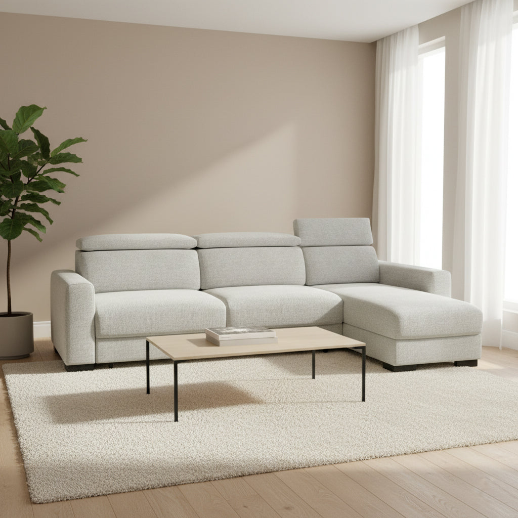 Luonto Elliot Fabric Reversible Chaise Sleeper Sectional Sofa (King/Queen)