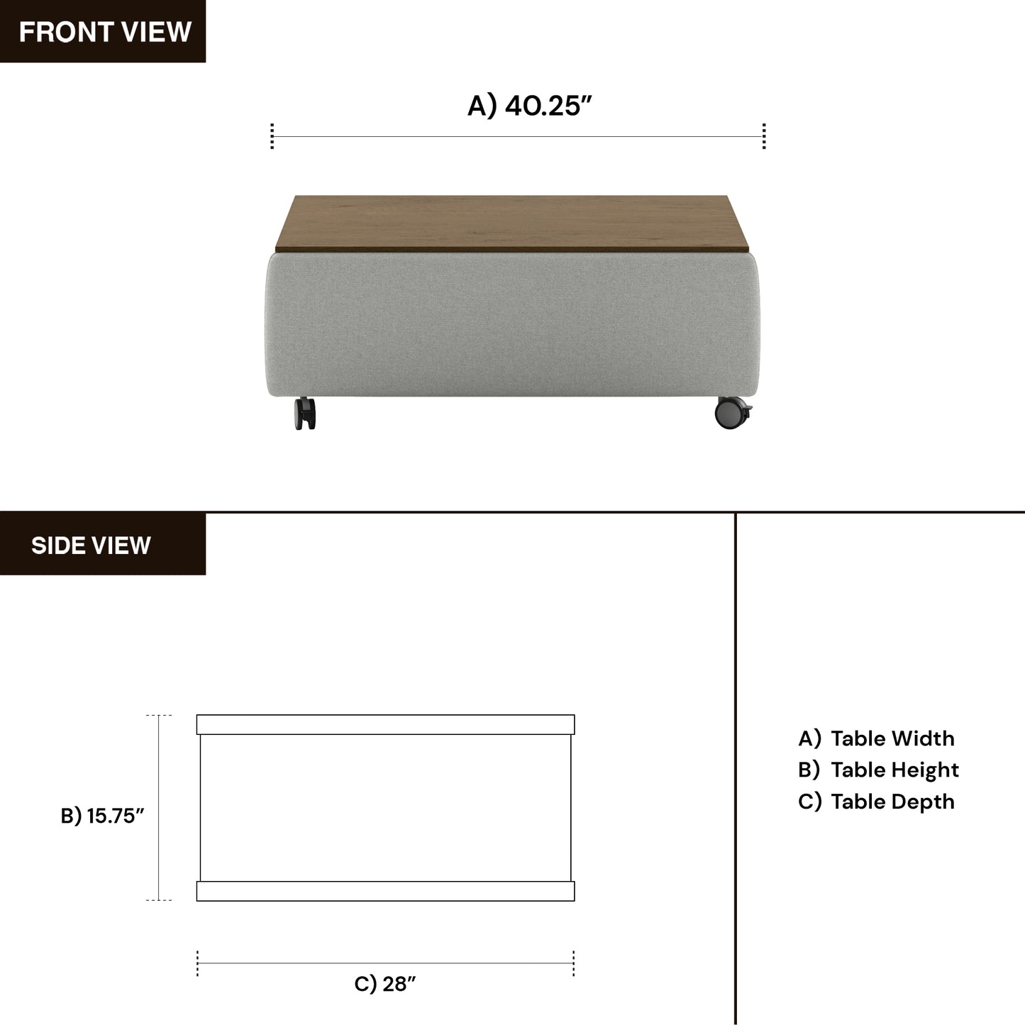 Luonto Functional Coffee Table with Casters