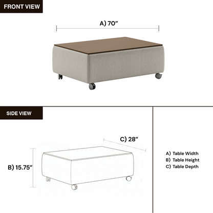 Luonto Functional Coffee Table with Casters