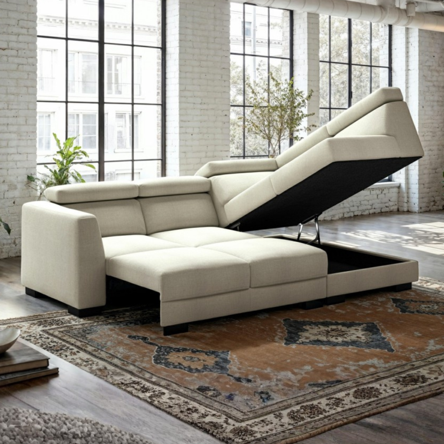 Luonto Halti L-Shaped Full XL Sectional Sleeper Sofa with Storage Chaise