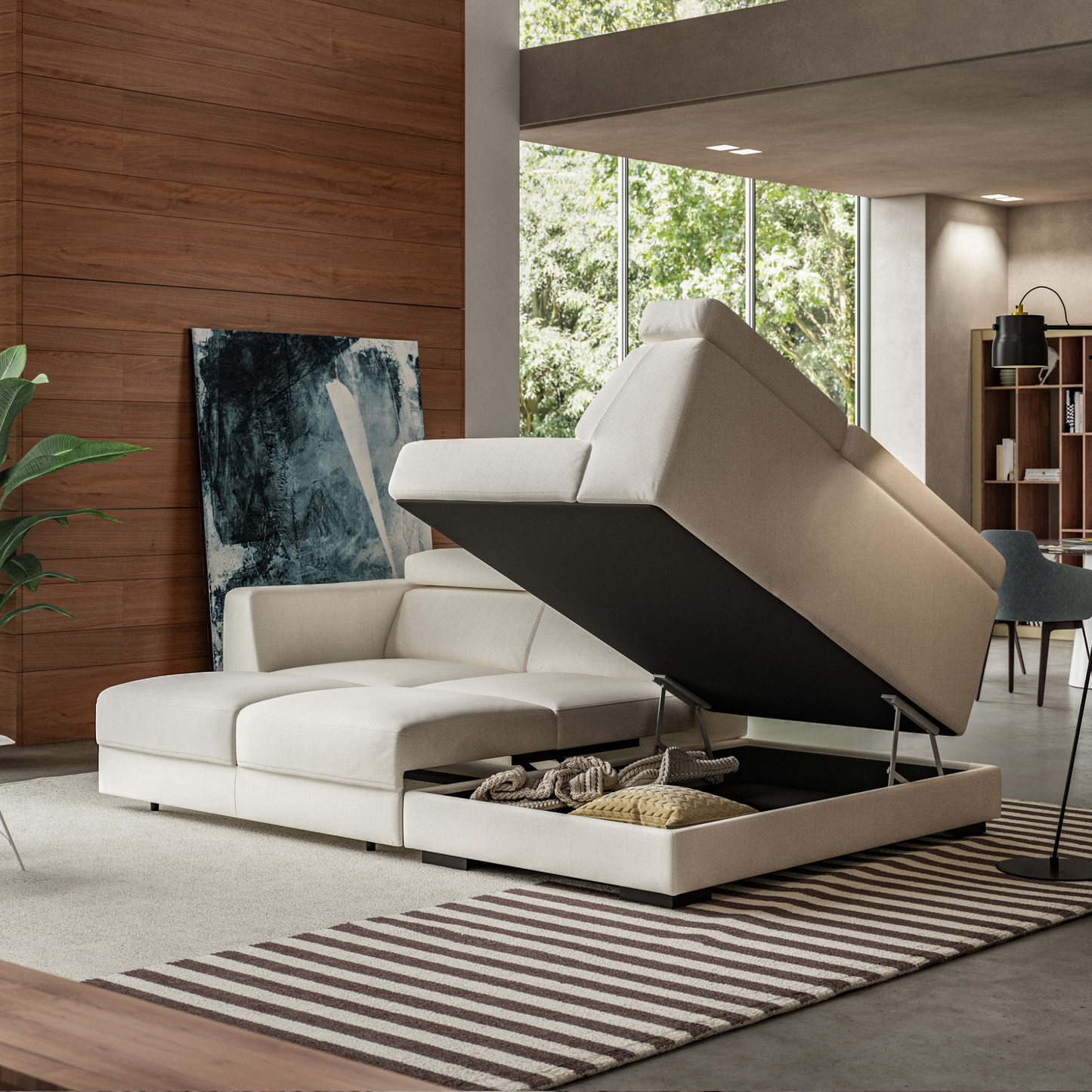 Luonto Halti L-Shaped Full XL Sectional Sleeper Sofa with Storage Chaise