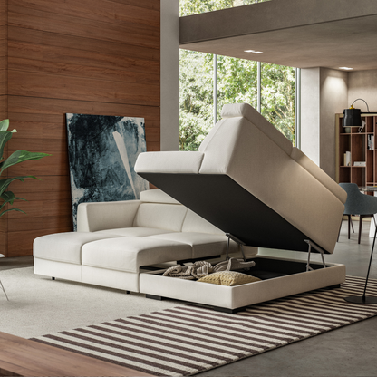 Luonto Halti L-Shaped Full XL Sectional Sleeper Sofa with Storage Chaise