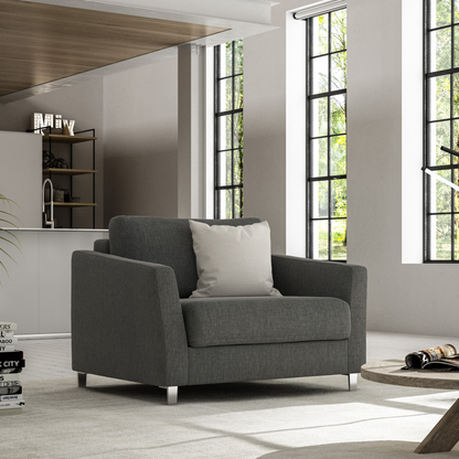 Luonto Monika Fabric Sleeper Sofa With Wood & Chrome Legs