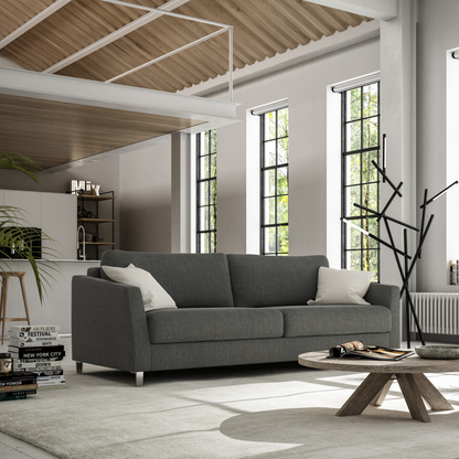 Luonto Monika Fabric Sleeper Sofa With Wood & Chrome Legs