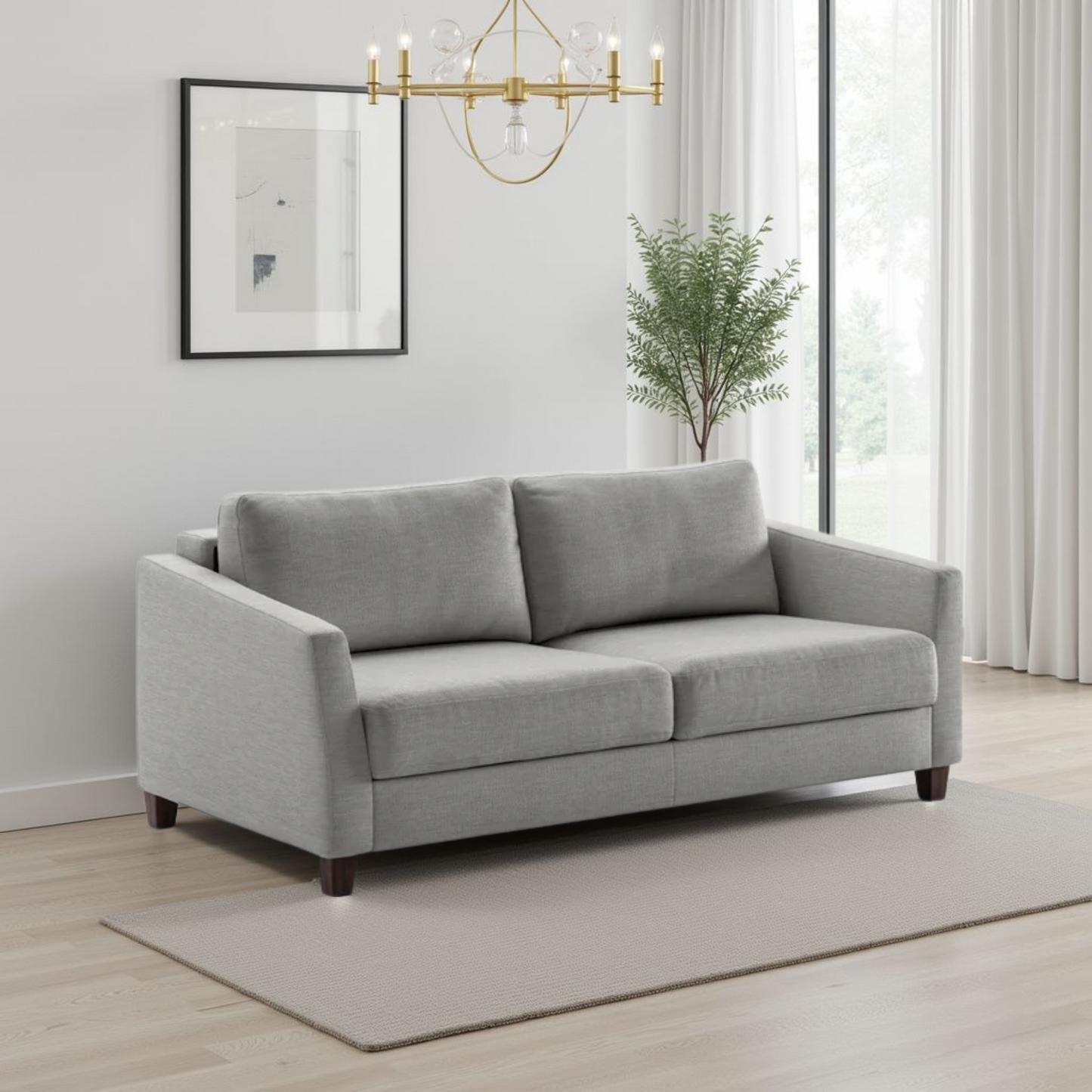 Luonto Monika Fabric Queen Sleeper Sofa With Wood or Chrome Legs-ComfortDesign