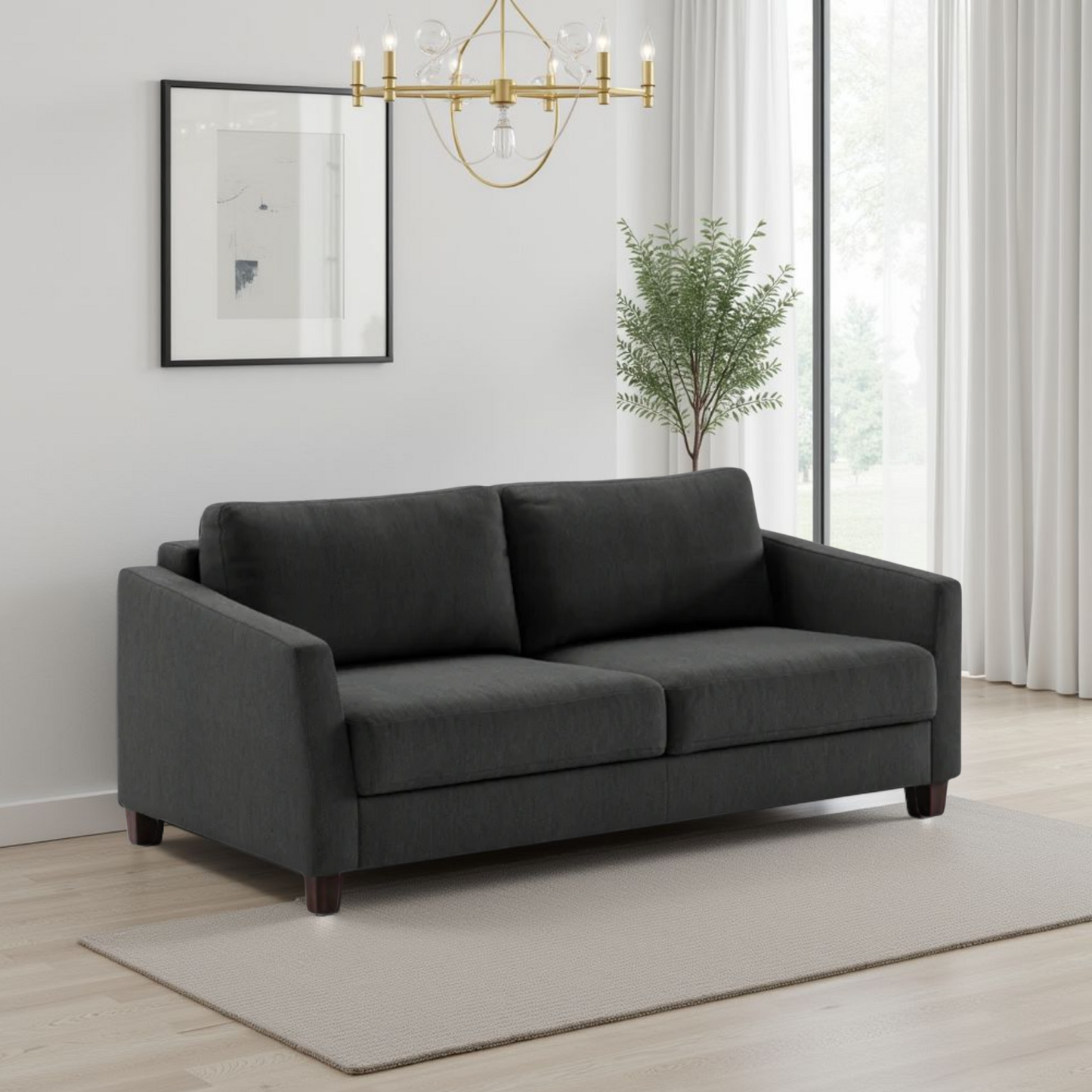 Luonto Monika Fabric Queen Sleeper Sofa With Wood or Chrome Legs