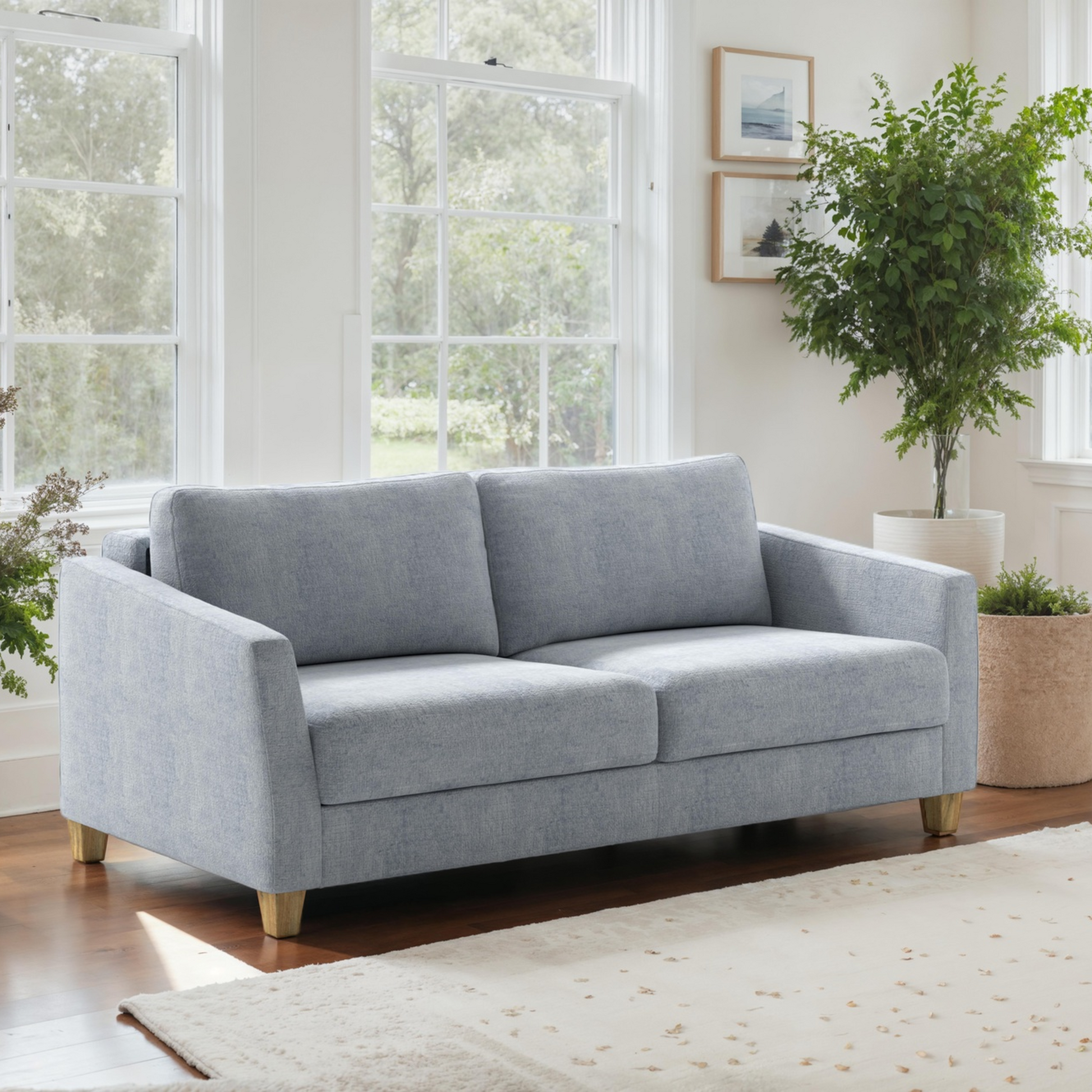 Luonto Monika Fabric Queen Sleeper Sofa With Wood or Chrome Legs-ComfortDesign