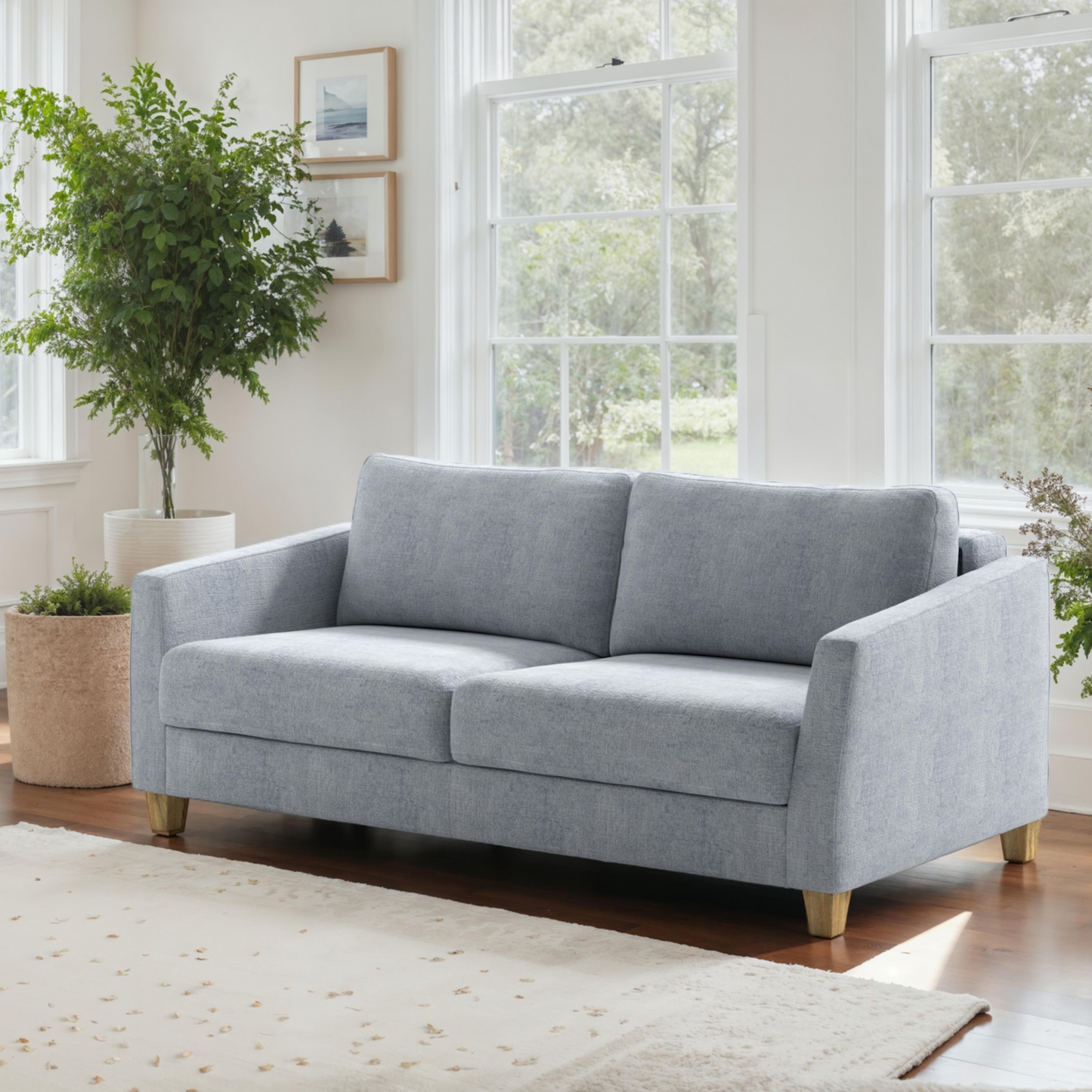 Luonto Monika Fabric Queen Sleeper Sofa With Wood or Chrome Legs