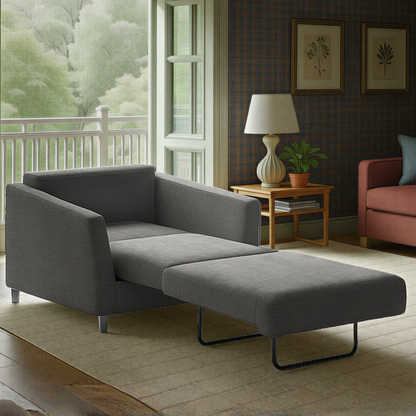 Luonto Monika Fabric Sleeper Sofa With Wood & Chrome Legs