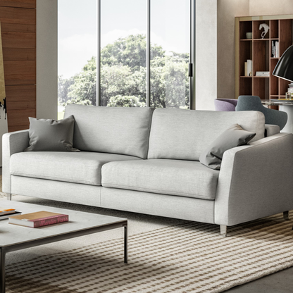 Luonto Monika Fabric Sleeper Sofa With Wood & Chrome Legs