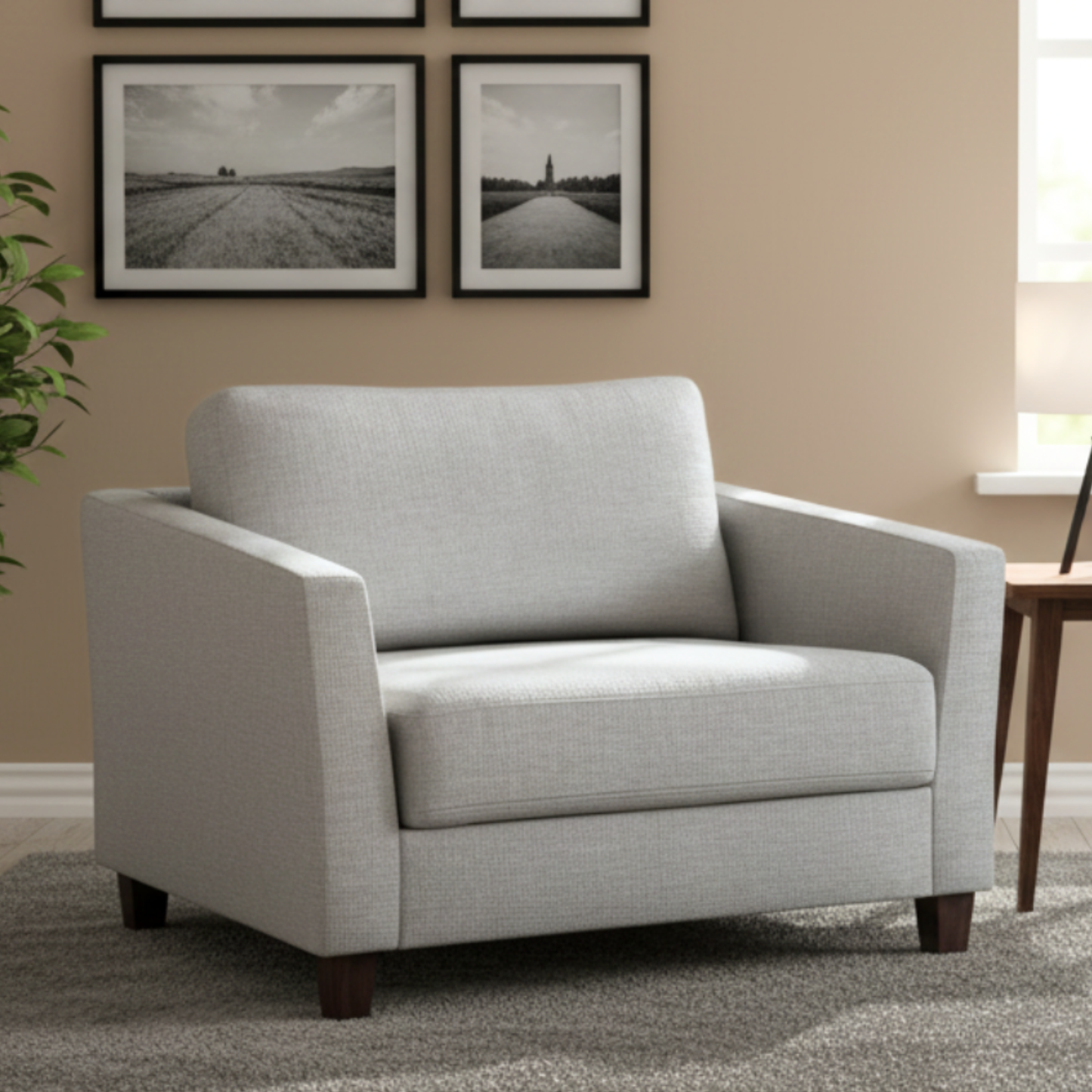 Luonto Monika Fabric Sleeper Sofa With Wood & Chrome Legs