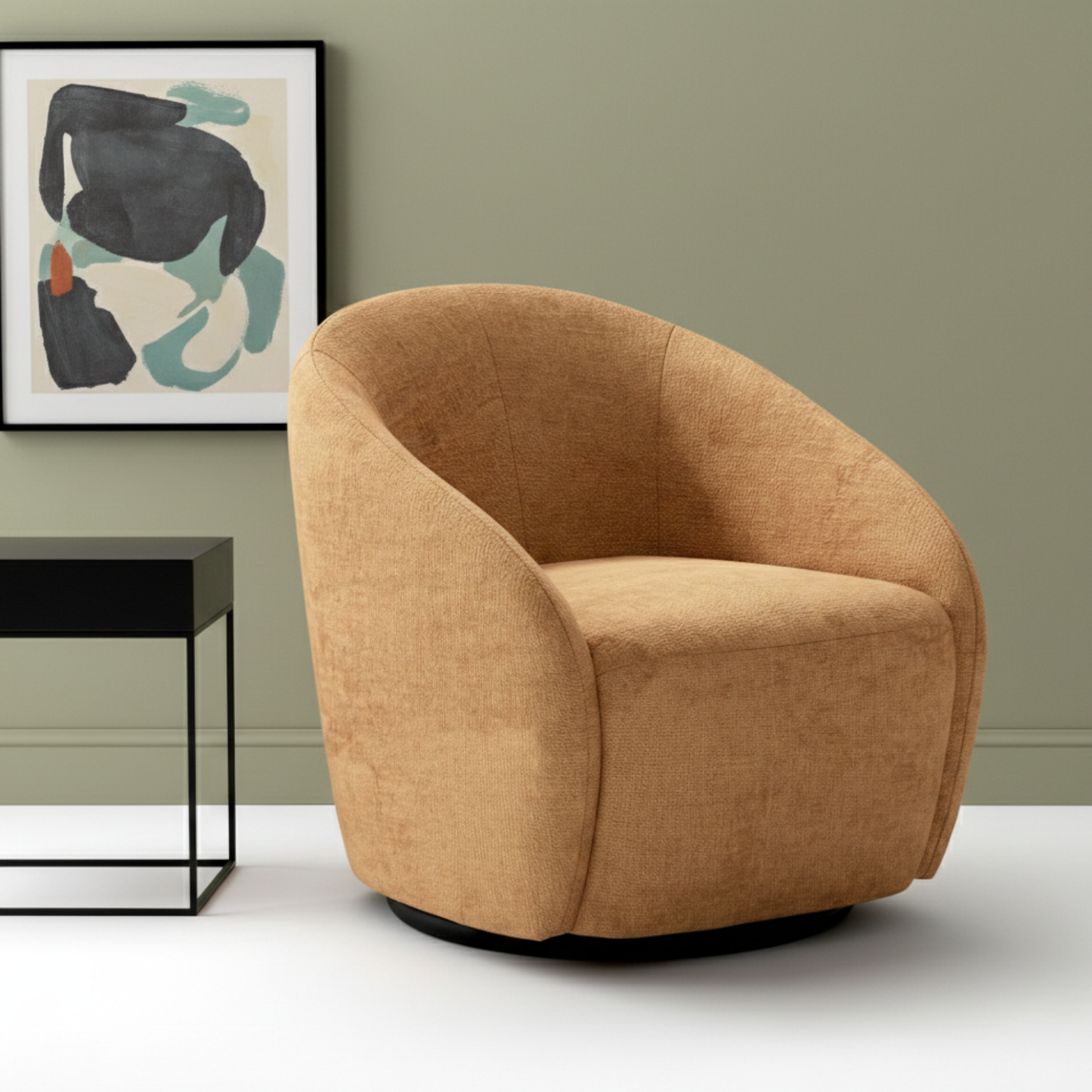 Luonto Regalia Polyester Accent Chair with 360° Swivel Base