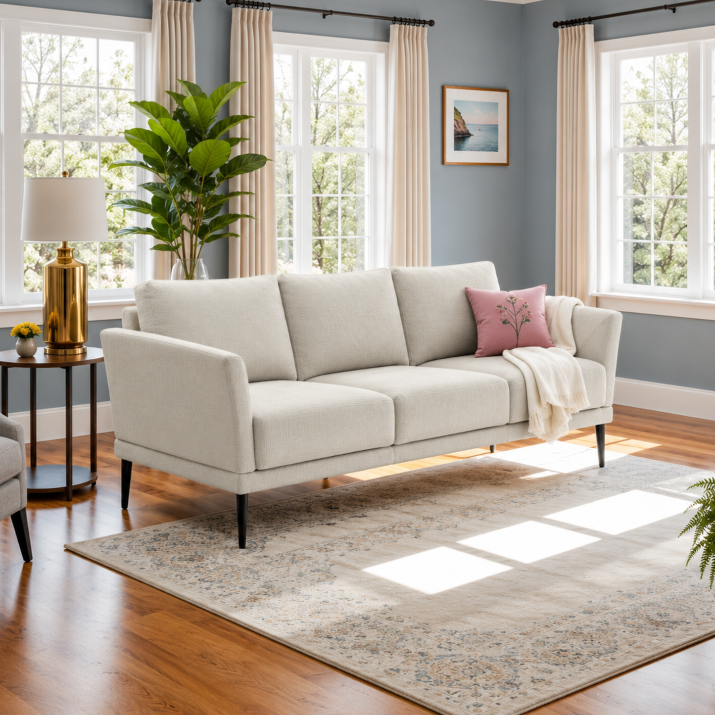 Luonto Viola 3-Seater Scandinavian Fabric Sofa With Durable Wood Frame