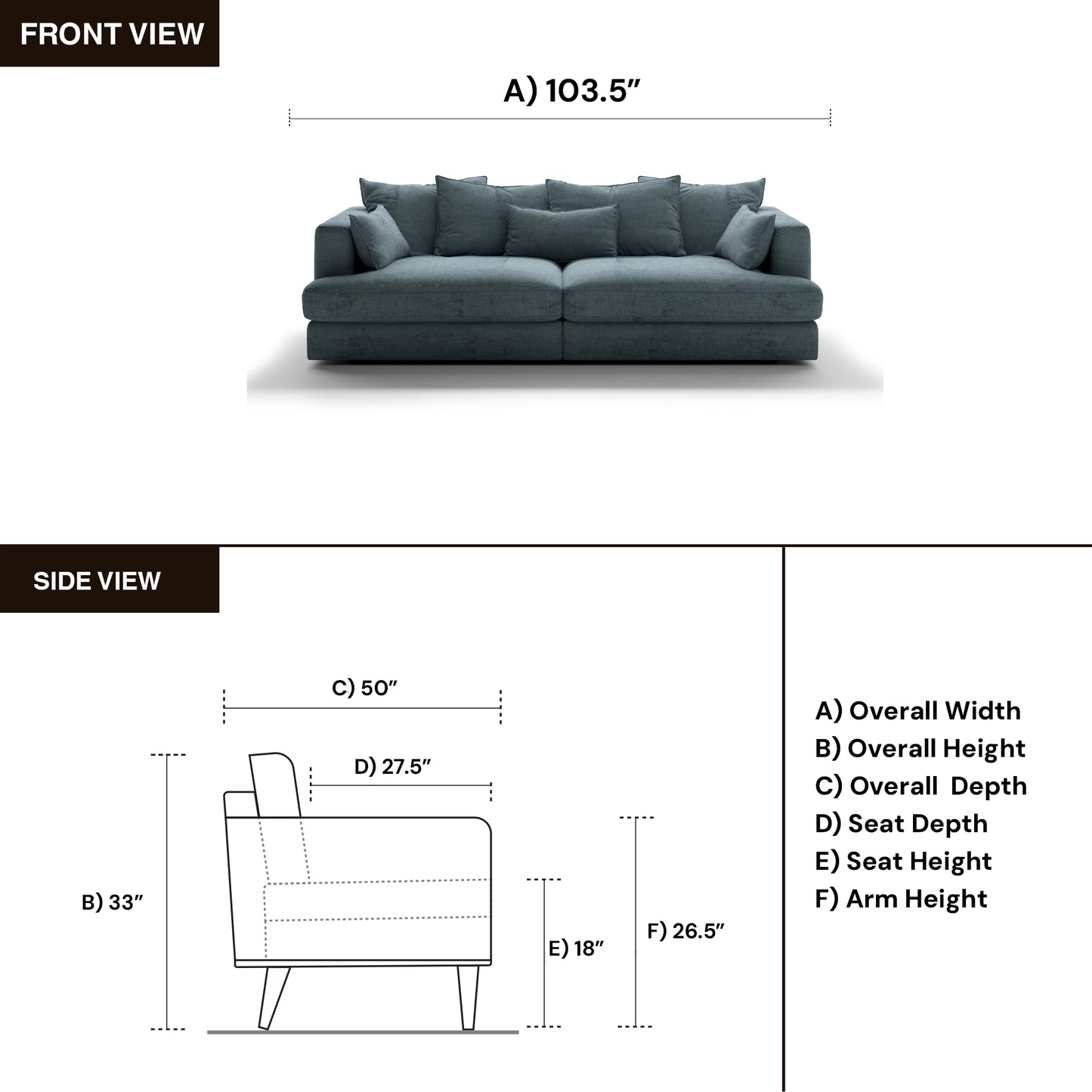 Luonto Vivian Oversized Harmony Fabric Sofa Day Bed in Twin XL-comfortdesignfurniture