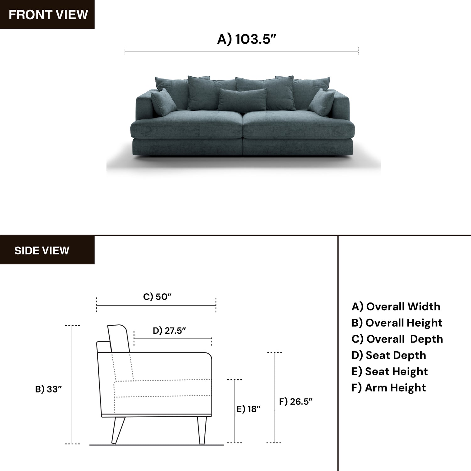 Luonto Vivian Oversized Harmony Fabric Sofa Day Bed in Twin XL-comfortdesignfurniture