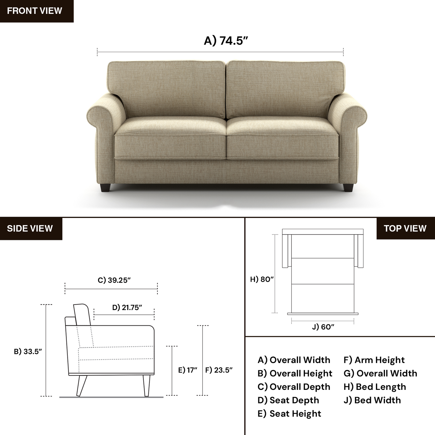 Luonto Willow Fabric Sleeper Sofa With Hybrid Deluxe mechanism