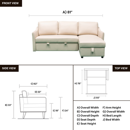 Merax L-Shape Full Sleeper Sectional Sofa with Storage Reversible Chaise