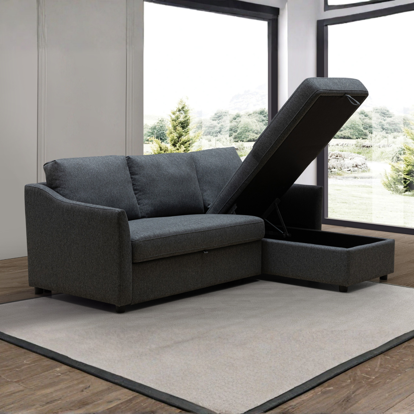 Merax L-Shape Full Sleeper Sectional Sofa with Storage Reversible Chaise
