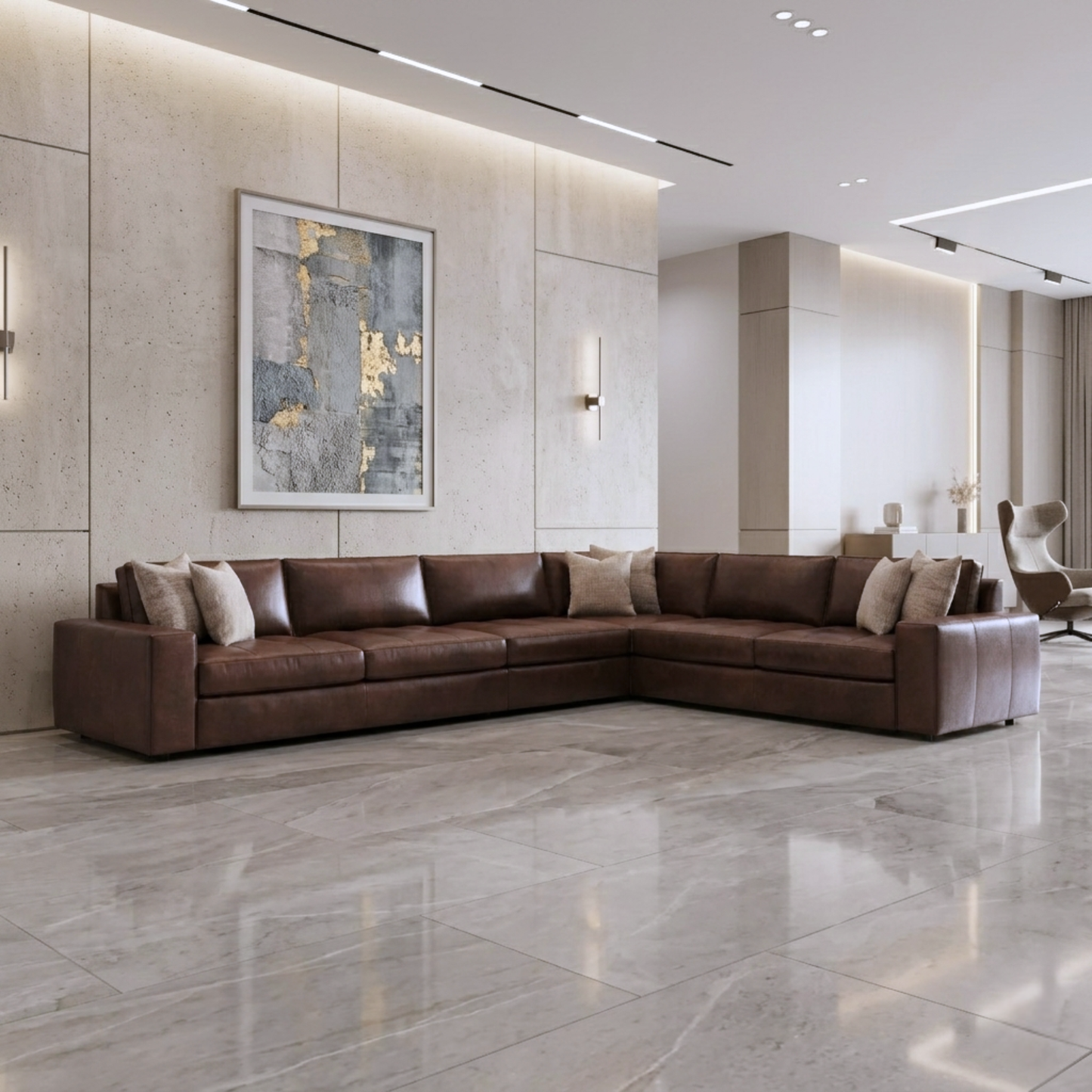 Bernhardt Nest Leather Modern Sectional Sofa