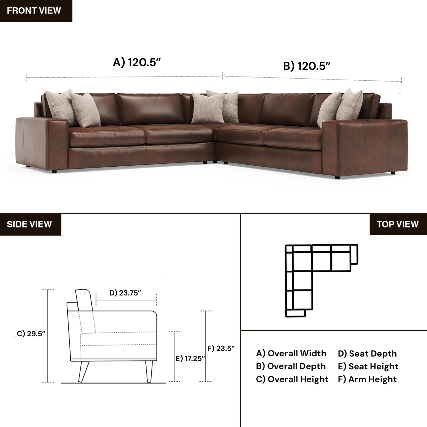 Bernhardt Nest Leather Modern Sectional Sofa