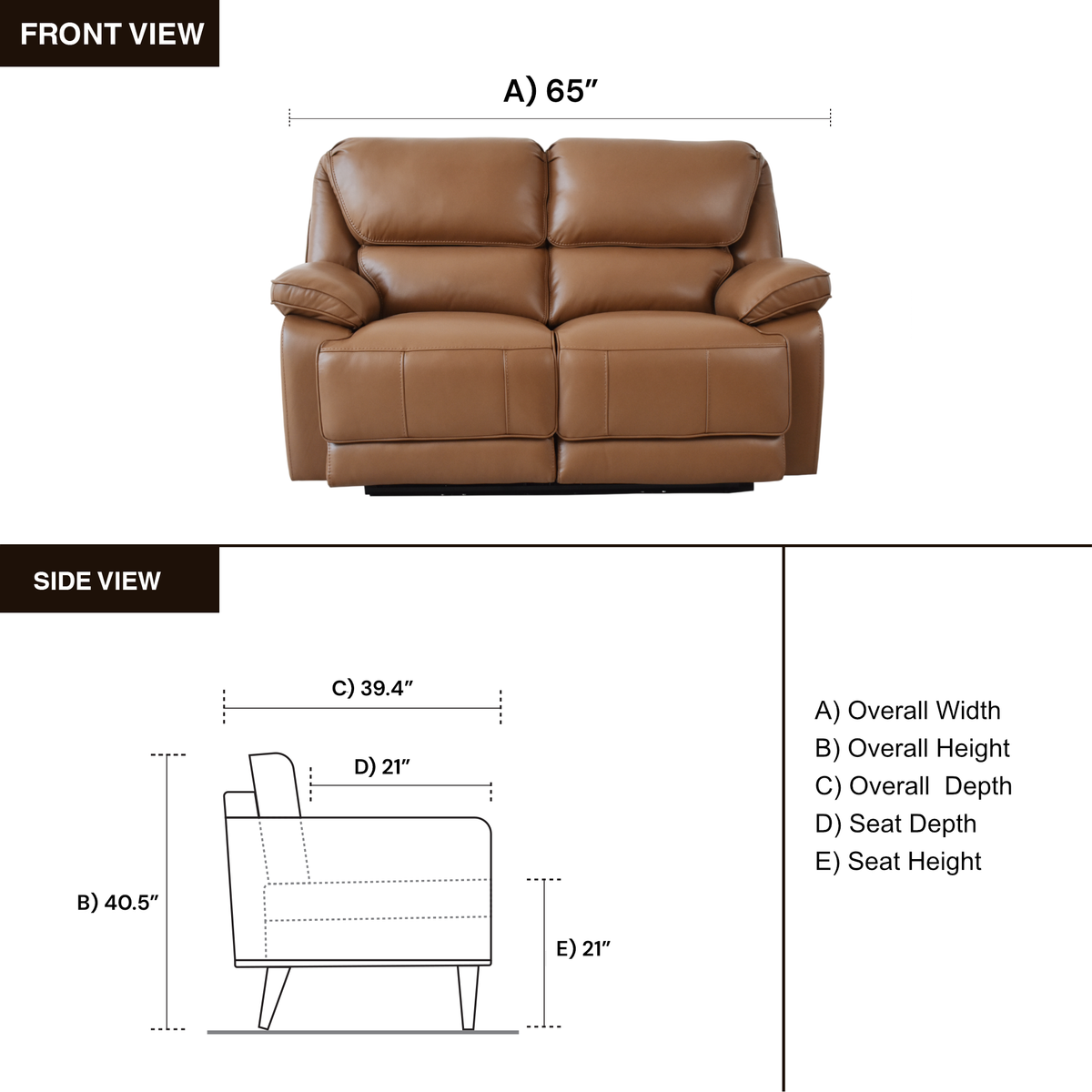 Klaussner Ashton Leather Dual Motor Power Reclining Loveseat with USB Charging - Comfort design