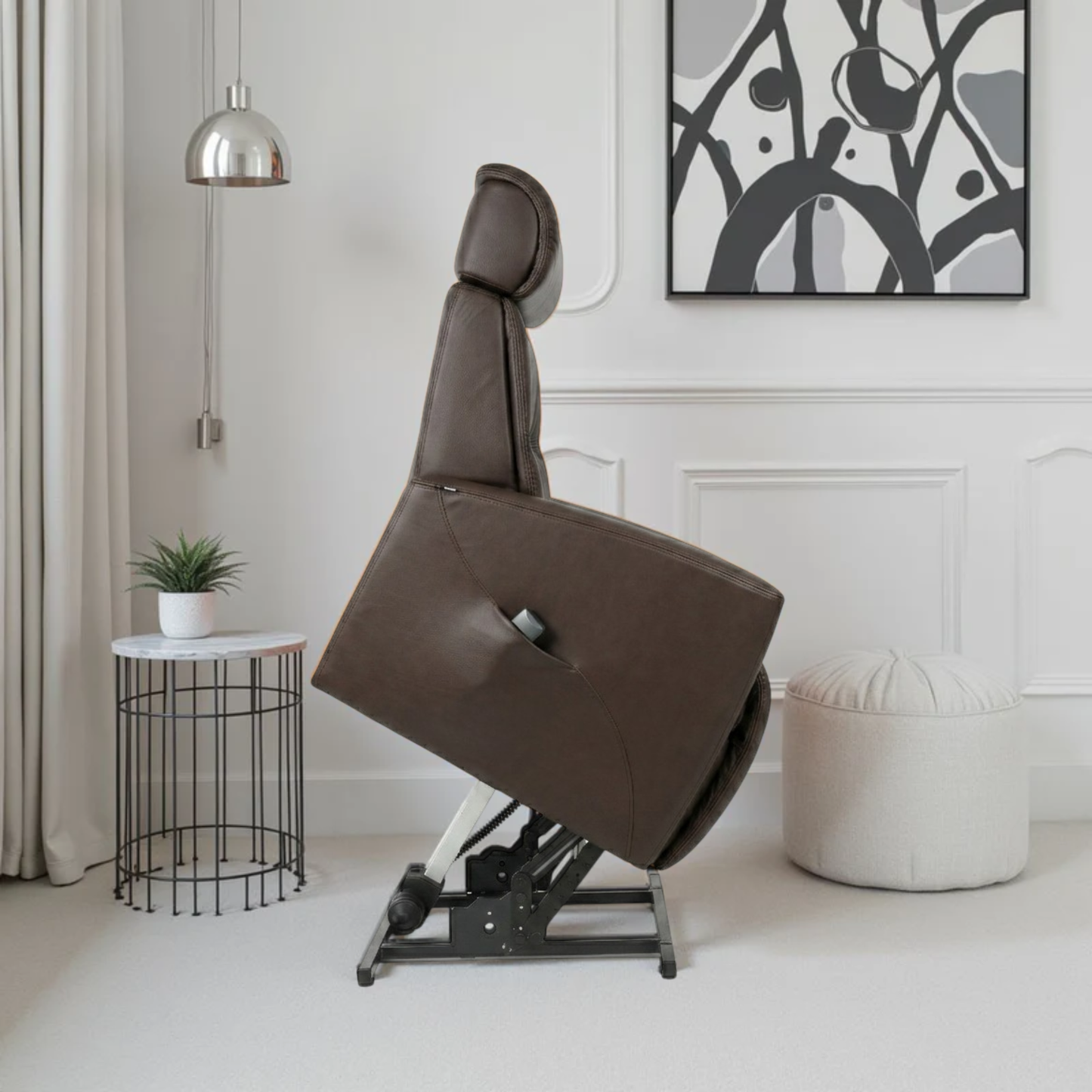 Fjords Milan Leather Lift Recliner Chair with Motorized Headrest