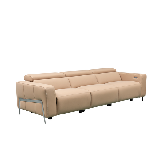 Prestigio 3-Seater Leather Power Reclining Sofa w/USB & Italian Design-Comfort Furniture