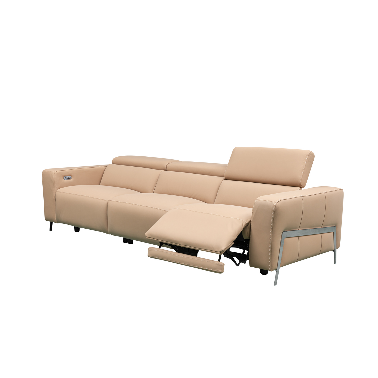 Prestigio 3-Seater Leather Power USB Reclining Sofa in Italian Design