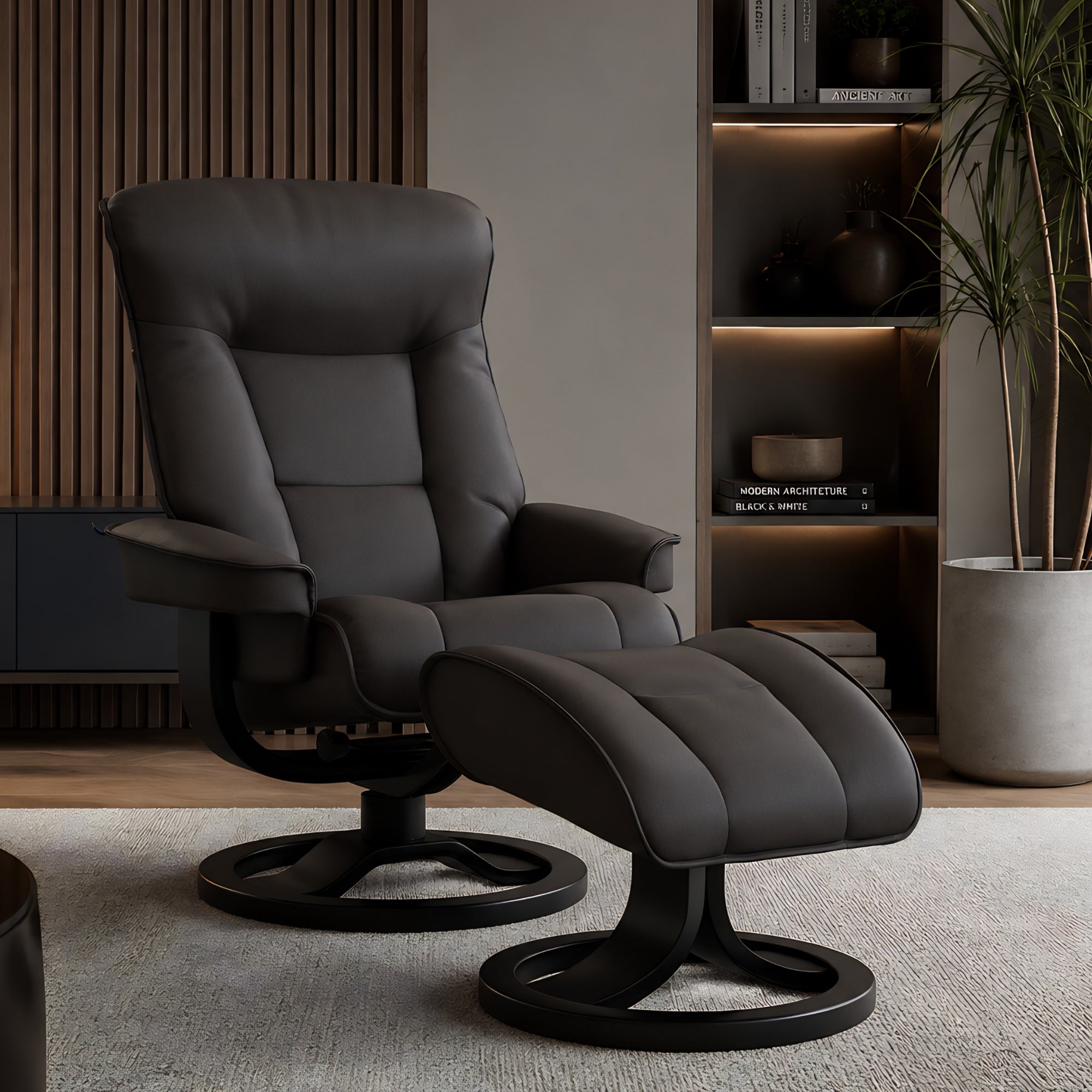 Fjords Bergen R Leather Recliner Chair With Foot Stool – Comfort