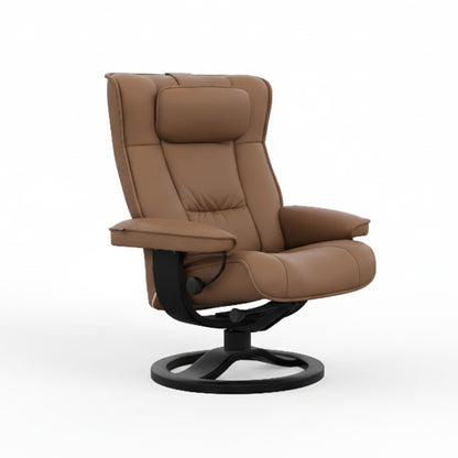 Fjords Regent R Leather Swivel Manual Recliner Chair with Footstool