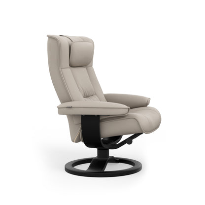 Fjords Regent R Leather Swivel Manual Recliner Chair with Footstool