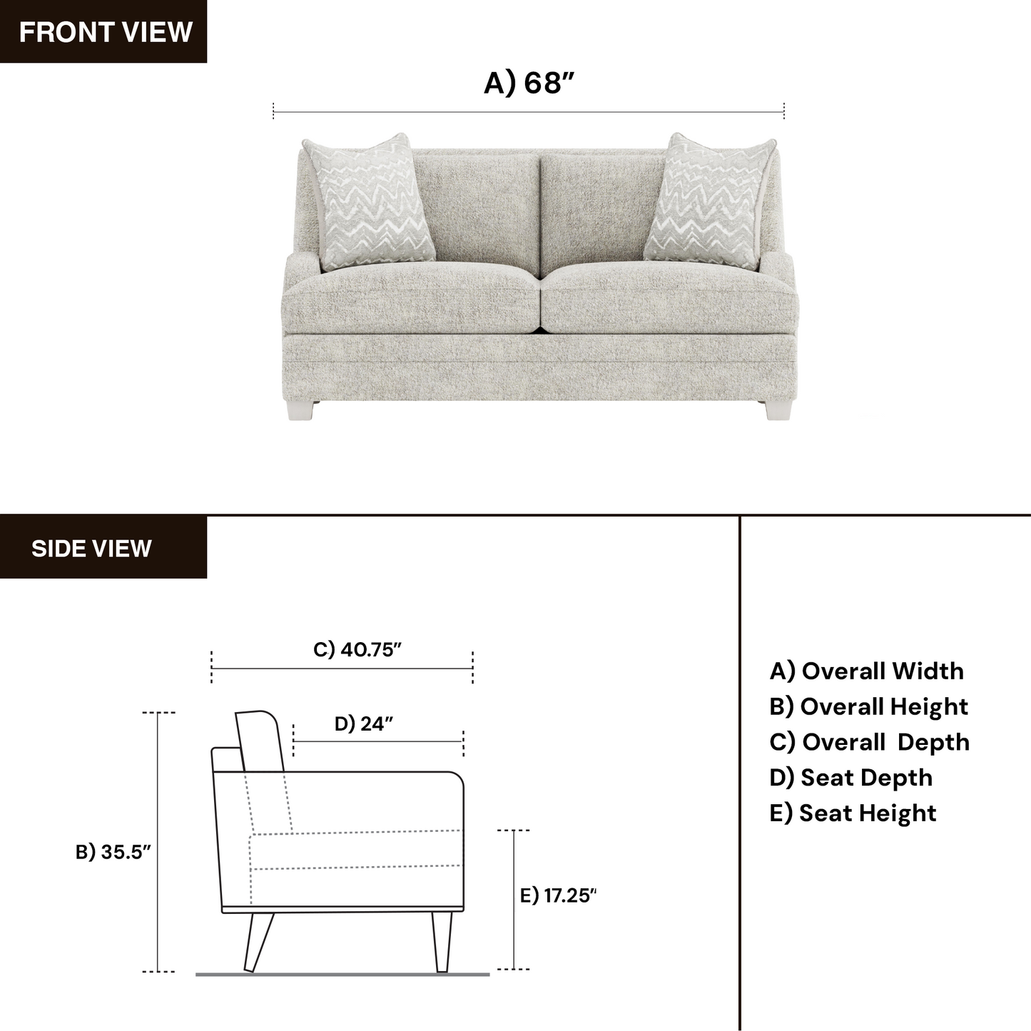 Bernhardt Rollins Gray Fabric Loveseat