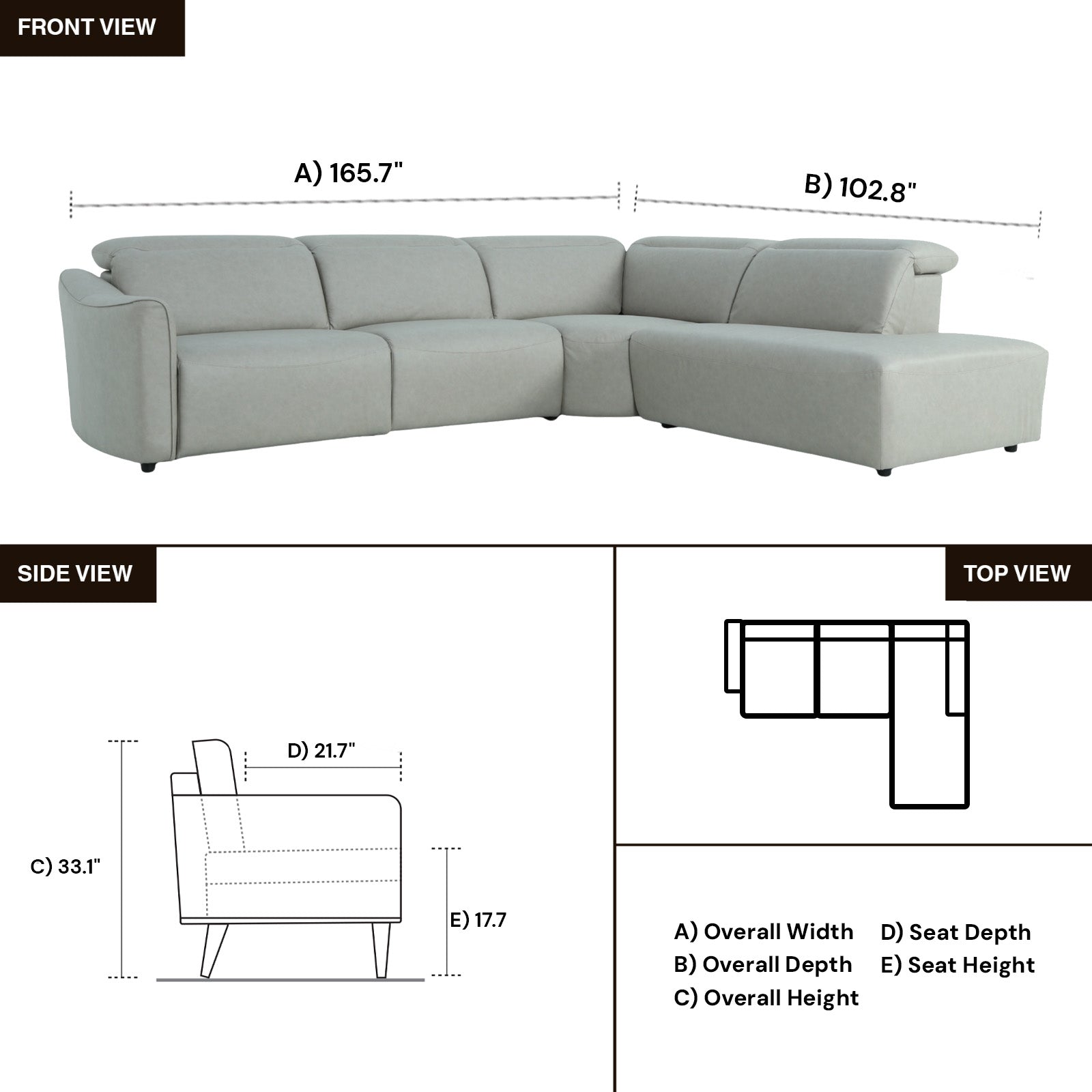 Klaussner Arlo Fabric Power Recliner Sectional Sofa with Chaise-Comfort Design Furniture