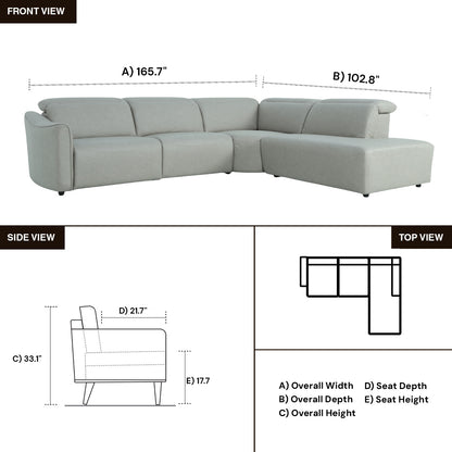 Klaussner Arlo Fabric Power Recliner Sectional Sofa with Chaise-Comfort Design Furniture