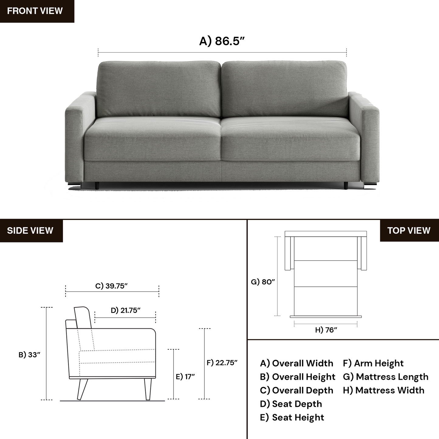 Luonto Hampton Fabric Sleeper Sofa with Hybrid Function