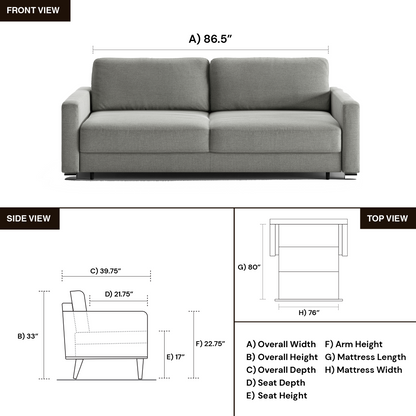 Luonto Hampton Fabric Sleeper Sofa with Hybrid Function